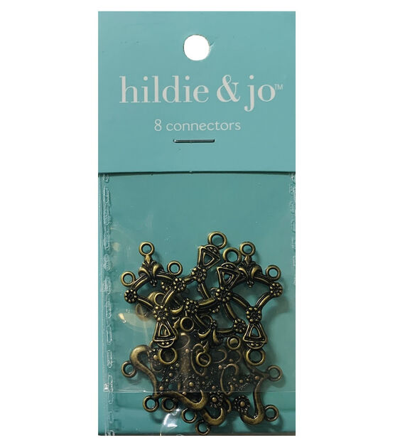 8ct Oxidized Brass Fleur Swirl Metal Connectors by hildie & jo