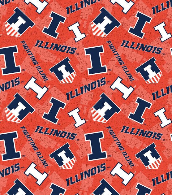 University of Illinois Fighting Illini Cotton Fabric Tone on Tone, , hi-res, image 2