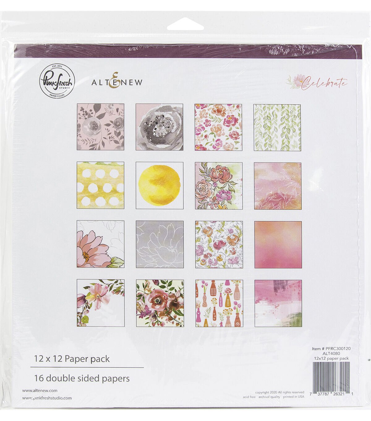 8 Designs/2 Each PinkFresh Studio  Paper Pack 12"X12" 16/Pkg-Keeping It Real 