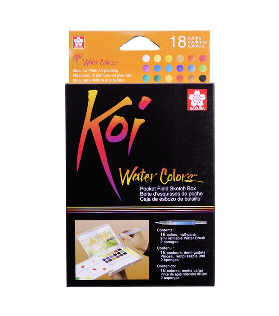 Sakura Koi Water Colors Pocket Field Sketch Box with Brush 18 Colors