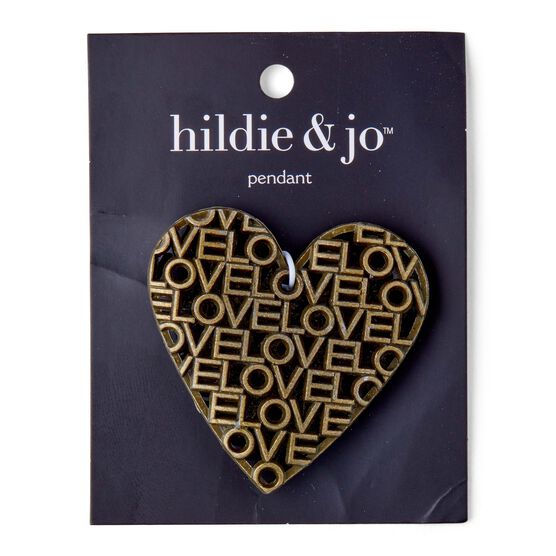 Oxidized Brass Heart Pendant With Love Cutout by hildie & jo