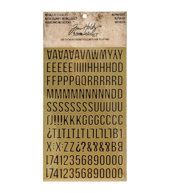 Tim Holtz Idea Ology 568pk Metallic Gold Alphabet Stickers