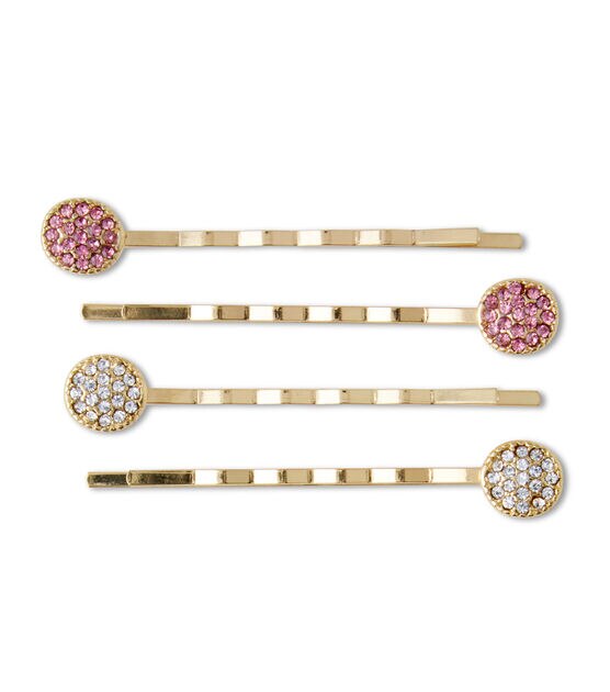 4ct Gold & Pink Crystal Hairpins by hildie & jo, , hi-res, image 2