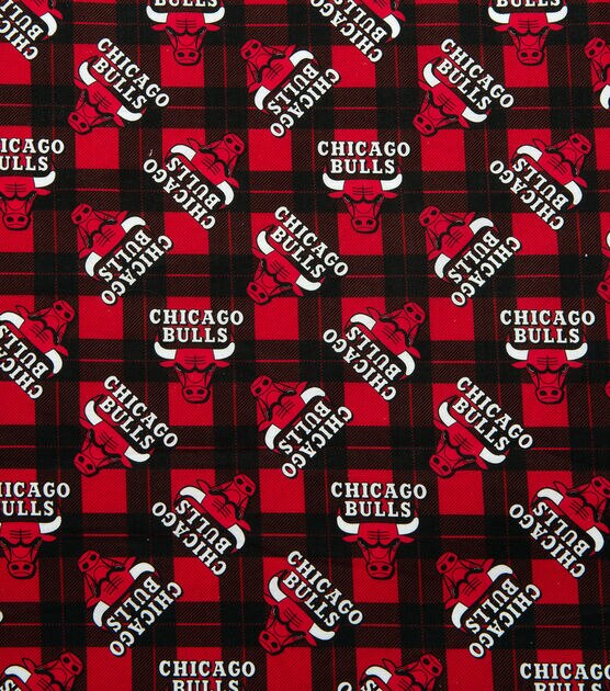 NBA Chicago Bulls Plaid Logo Cotton Fabric, , hi-res, image 2
