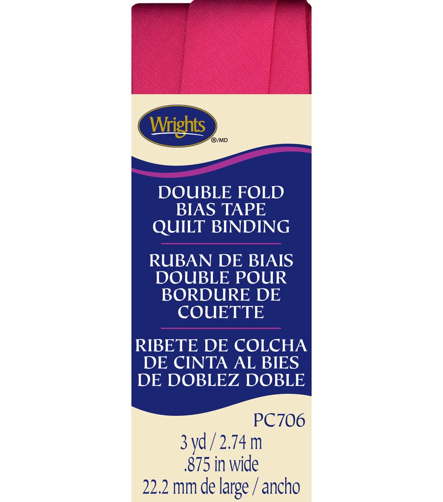 Wrights 7/8" x 3yd Double Fold Quilt Binding, Berry Sorbet, swatch