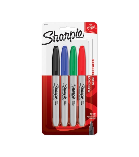 Sanford Sharpie Fine Point Color Set 4Pk Red, Blue, Black, Green, , hi-res, image 1