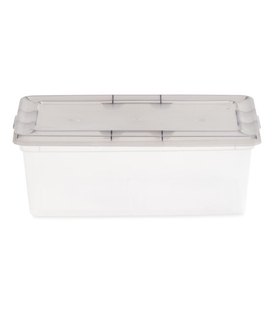 Iris 1.5 Gallon Clear Snap Top Plastic Storage Boxes With Gray Lid 10pk, , hi-res, image 10