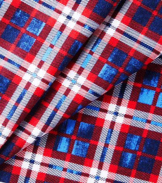 Blue & Red Tartan Plaid Super Snuggle Flannel Fabric, , hi-res, image 3