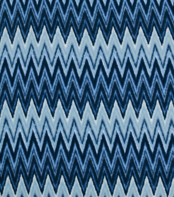 Blue Chevron Anti Pill Fleece Fabric, , hi-res, image 1