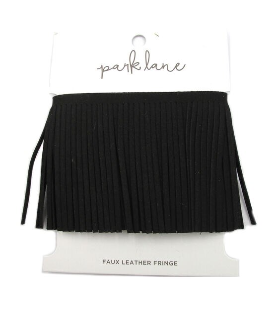 Park Lane Faux Leather Fringe - Black