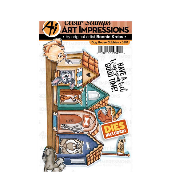 Art Impressions Critter Cubbies Clear Stamp & Die Set Dog House