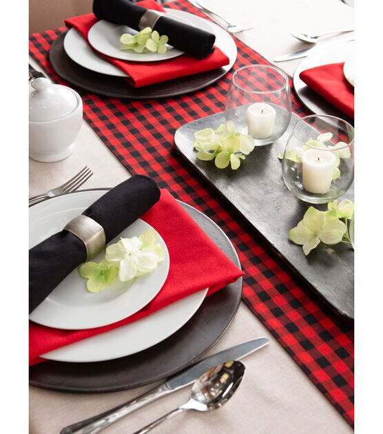 Design Imports 14"x108" Reversible Table Runner Red & Black, , hi-res, image 2