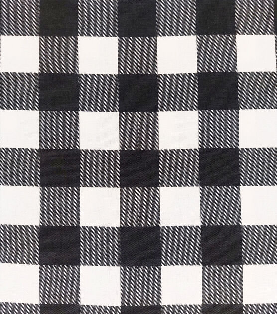 Black White Buffalo Check Cotton Canvas Home Decor Fabric