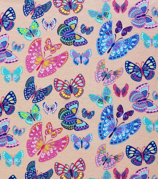 Butterfly On Orange Super Snuggle Flannel Fabric