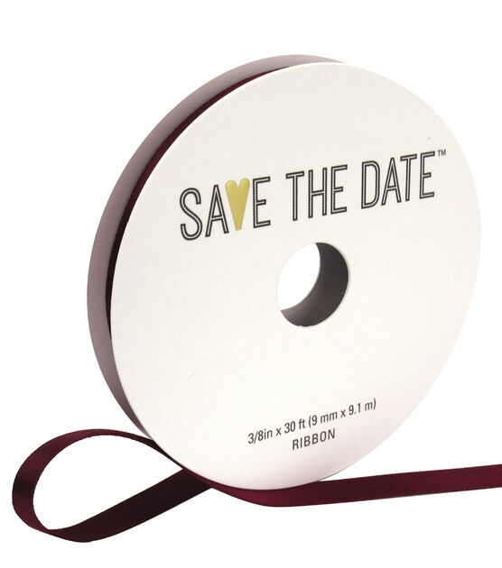 Save the Date Satin Ribbon 3/8''x30' Cranberry