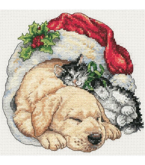 Dimensions 6" Christmas Morning Pets Counted Cross Stitch Kit