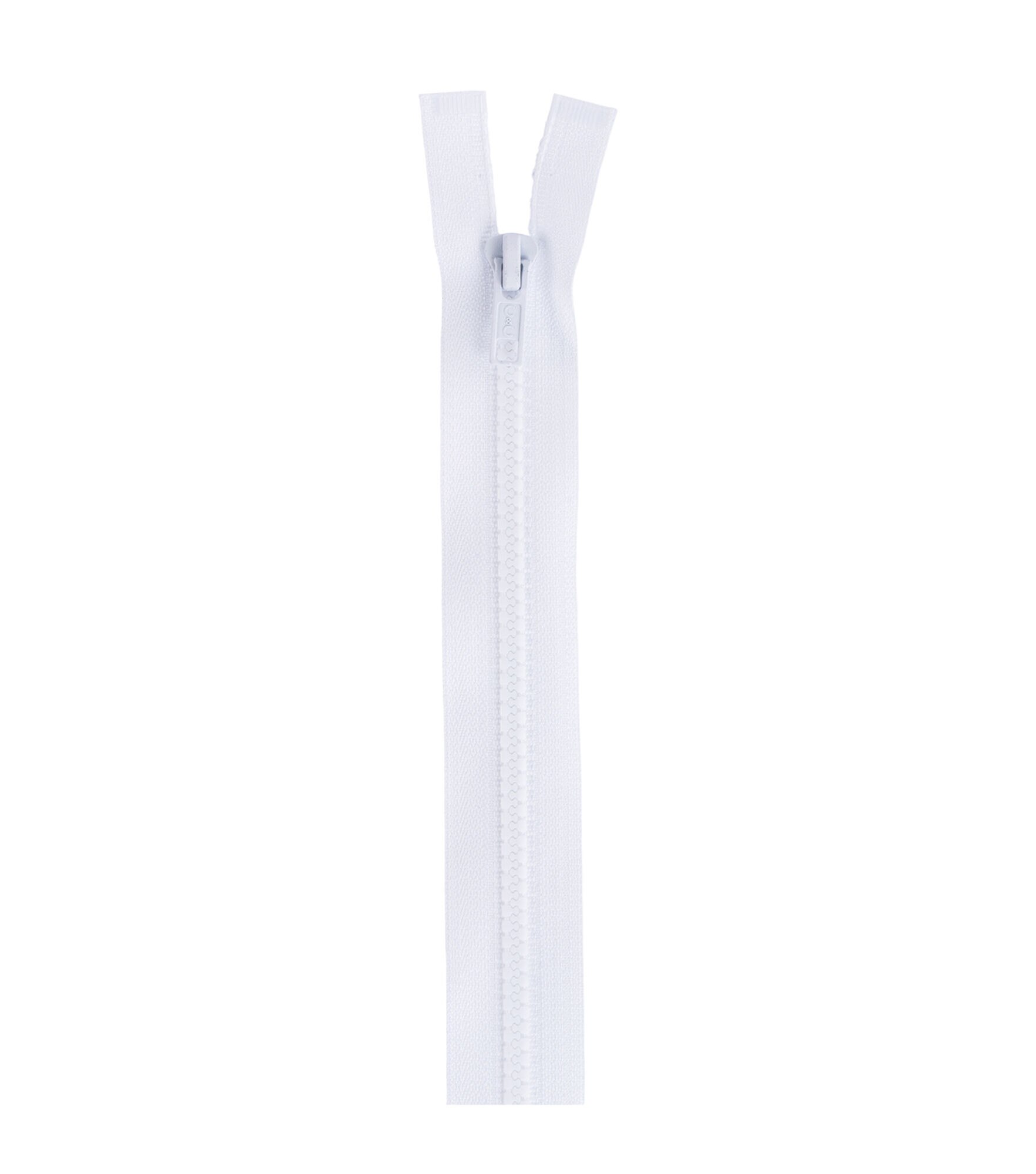 Coats & Clark 26'' Molded Separating Sport Zipper, White, hi-res