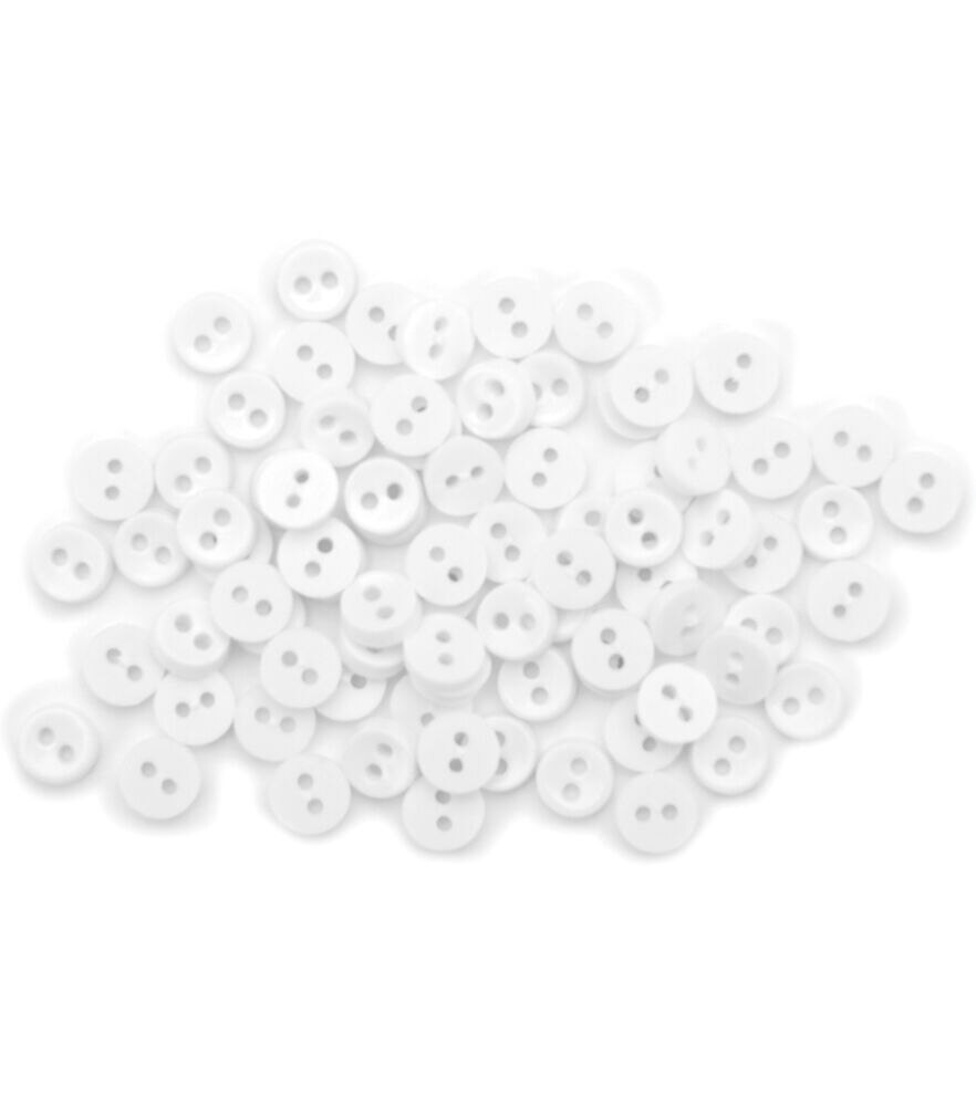 Favorite Findings 75ct Christmas Round 2 Hole Buttons, White Mini, swatch