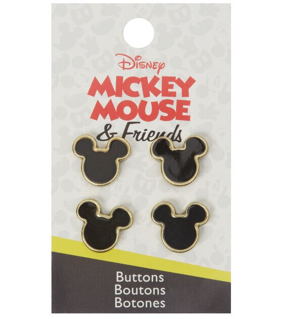 Blumenthal Lansing 5/8" Black Enamel Mickey Head Shank Buttons 4pk