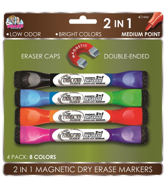 4pk Double Ended Magnetic Dry Erase Markers