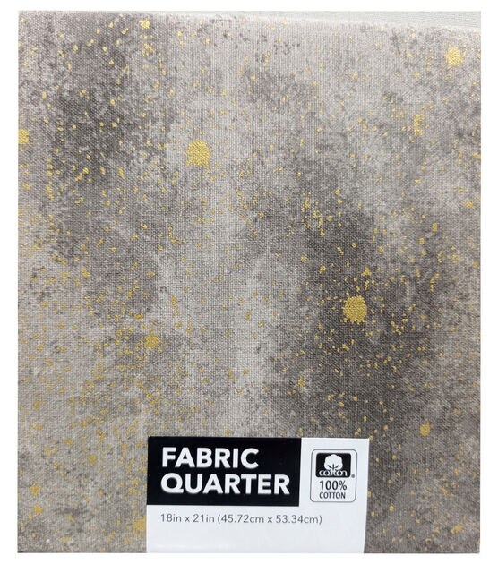 18" x 21" Gray Metallic Cotton Fabric Quarter 1pc by Keepsake Calico