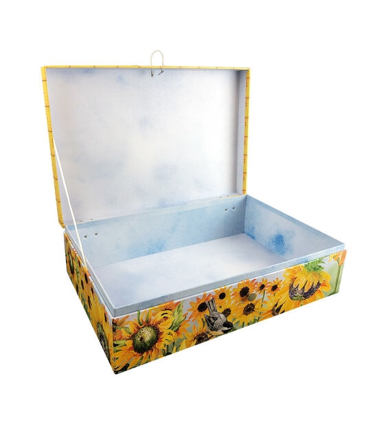 16" Sunflower Rectangle Box With Button Closure, , hi-res, image 2