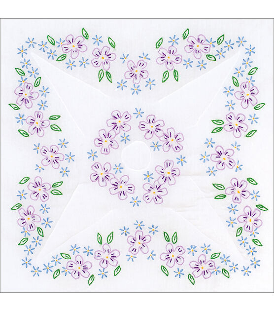 Jack Dempsey Needle Art 18" Lavender Flowers Stamped Quilt Blocks 6pk, , hi-res, image 3