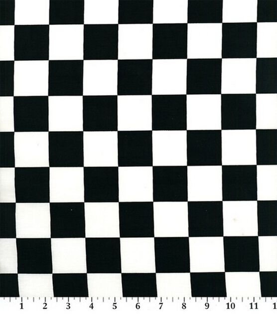 Novelty Cotton Fabric  Black & White Racing Check