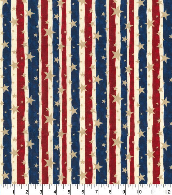 Fabric Traditions Multi Stripes And Stars Patriotic Cotton Fabric, , hi-res, image 2