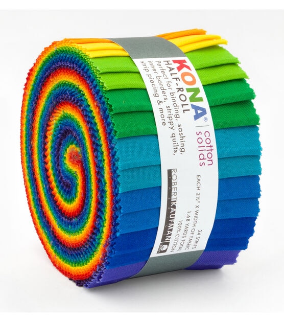 Robert Kaufman Kona Bright Rainbow Cotton Fabric Roll