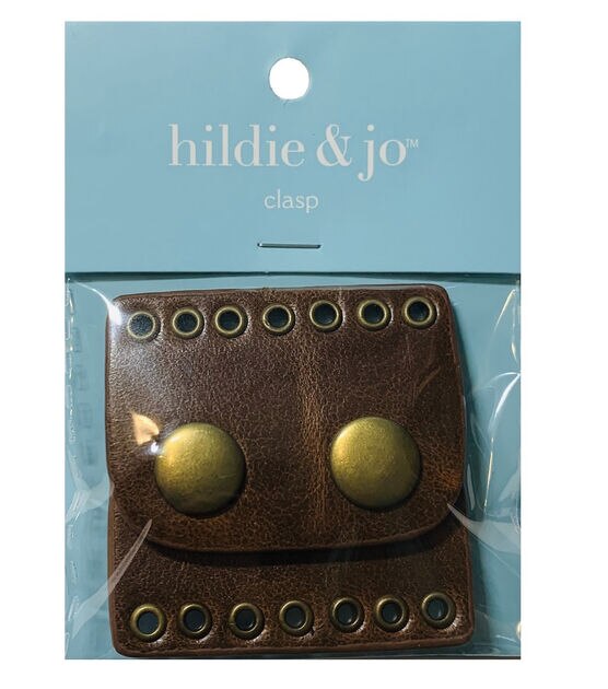 Oxidized Brass & Brown Faux Leather 7 Hole Snap Clasp by hildie & jo, , hi-res, image 1