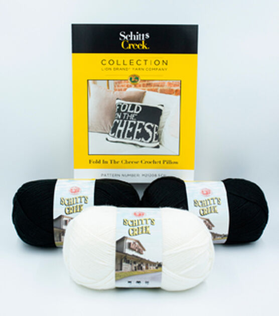Lion Brand 16" Schitt's Creek Fold in the Cheese Pillow Crochet Kit, , hi-res, image 2