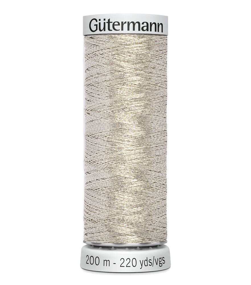 Gutermann 200M Metallic Dekor 45wt Thread, Silver, swatch