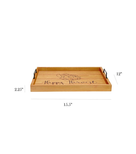 Elegant Designs Wood Serving Tray, 15.50" x 12", "Happy Harvest", , hi-res, image 6
