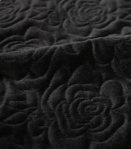 Black Rose Quilted Velour Fabric