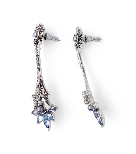 2" Silver Flower Drop Earrings by hildie & jo, , hi-res, image 3