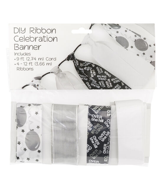 Offray 2.5" x 12' Over the Hill DIY Celebration Satin Ribbon Banner Kit