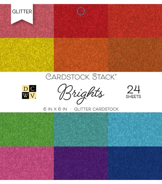 DCWV 24 Sheet 6" x 6" Bright Glitter Cardstock Pack
