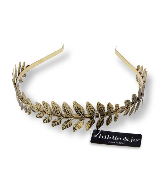 6" x 5" Antique Gold Iron Leaf Headband by hildie & jo