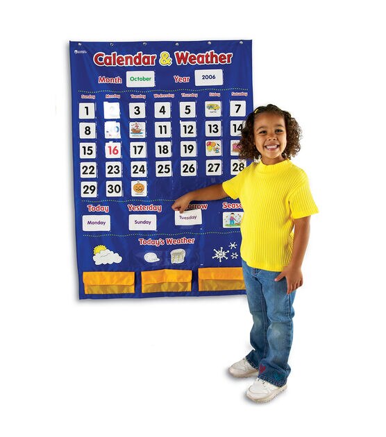 Learning Resources 31" x 44" Calendar & Weather Pocket Chart 136ct, , hi-res, image 2
