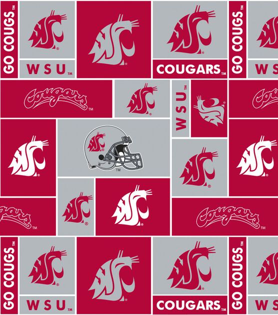 Washington State University Cougars Fleece Fabric Block