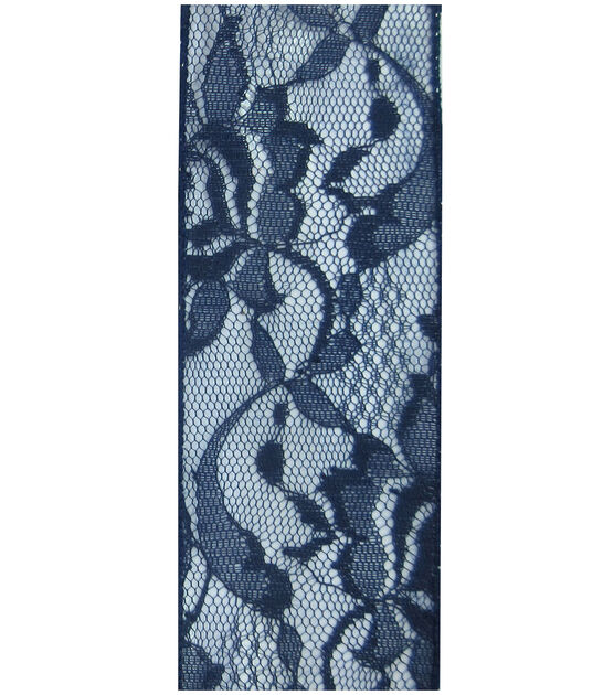Decorative Ribbon 2.5''x15' Lace Ribbon Navy, , hi-res, image 2