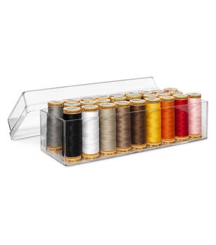 The Quilted Bear 30 Spool Acrylic Sewing Thread Storage Box, Clear