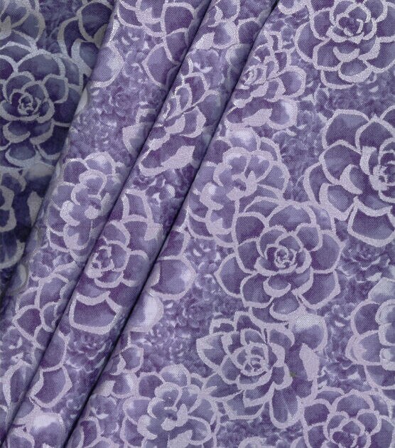 Pearlescent Purple Succulent Quilt Cotton Fabric by Keepsake Calico, , hi-res, image 3