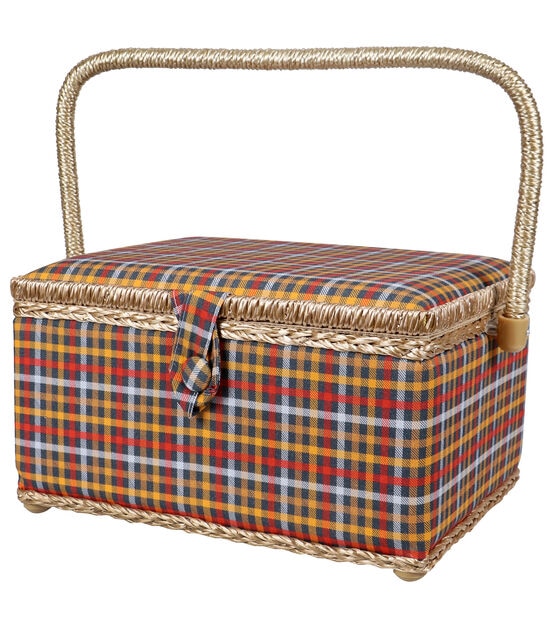 SINGER Medium Plaid Flannel Sewing Basket 10.25"x6", , hi-res, image 5