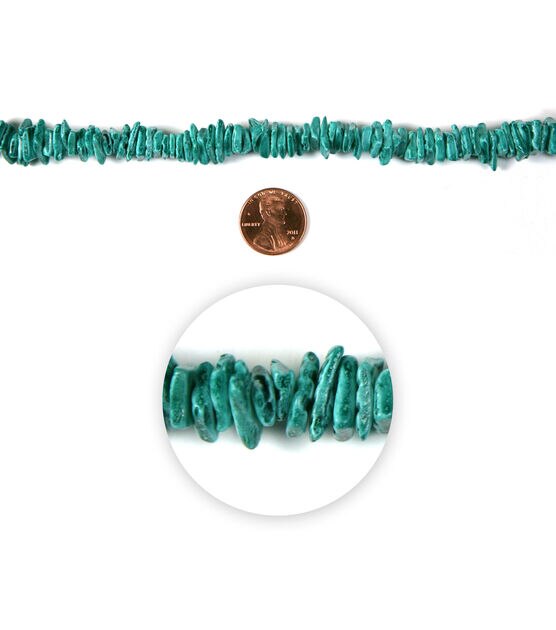 36" Turquoise Square Dyed Shell Chip Strung Beads 36ct by hildie & jo