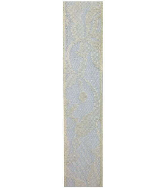 Decorative Ribbon 1.5''x15' Lace Ribbon Ivory, , hi-res, image 2