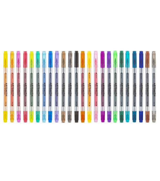 FIXSMITH Dual Brush Marker Pens - 24 Colored Art Markers, Fine Point & Brush Tip Water Based Markers, for Kids Adult Coloring Books Bullet Journals