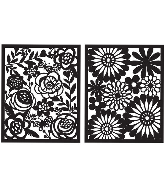 Hero Arts Stencil Pairs Floral Background