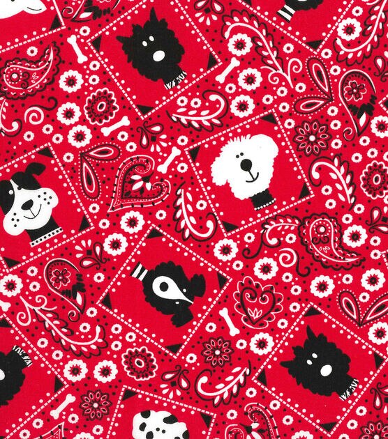 Fabric Traditions Novelty Cotton Fabric Dog Bandana Red, , hi-res, image 1